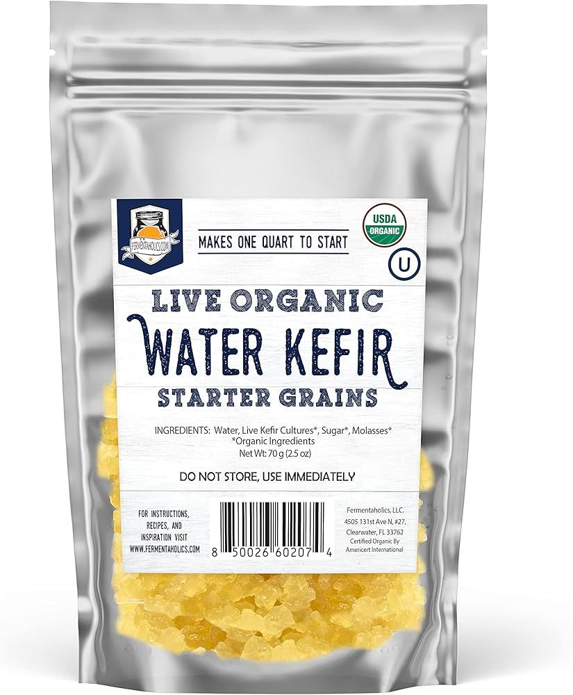 Fermentaholics ORGANIC Water Kefir Grains - Live Starter Culture - Makes a Quart Batch - Water Kefir | Amazon (US)