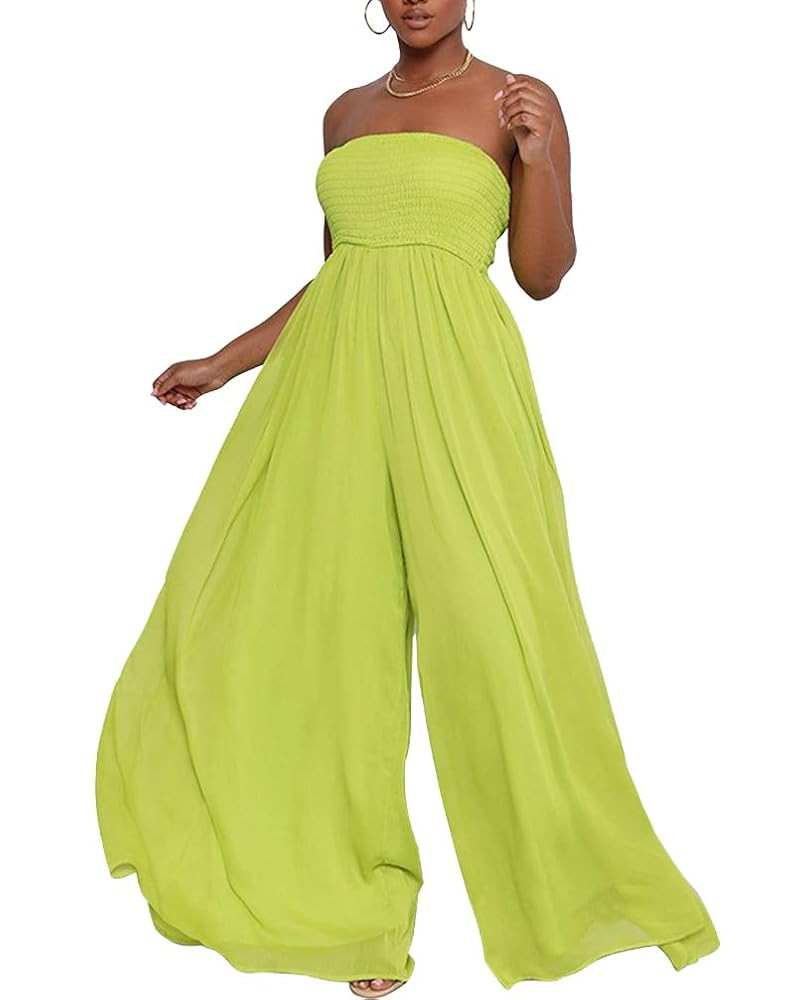 Ophestin Women's Strapless Tube Wide Leg Jumpsuits Smocked Women Jumpsuits Dressy Casual Flowy On... | Amazon (US)