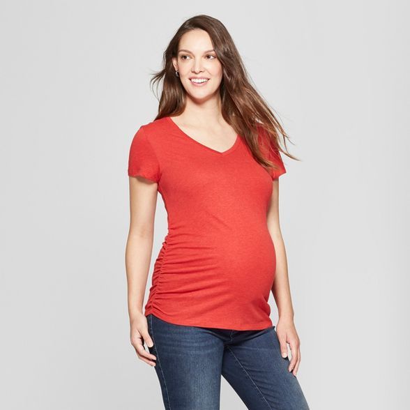 Short Sleeve V-Neck Side Shirred Maternity T-Shirt - Isabel Maternity by Ingrid & Isabel™ | Target