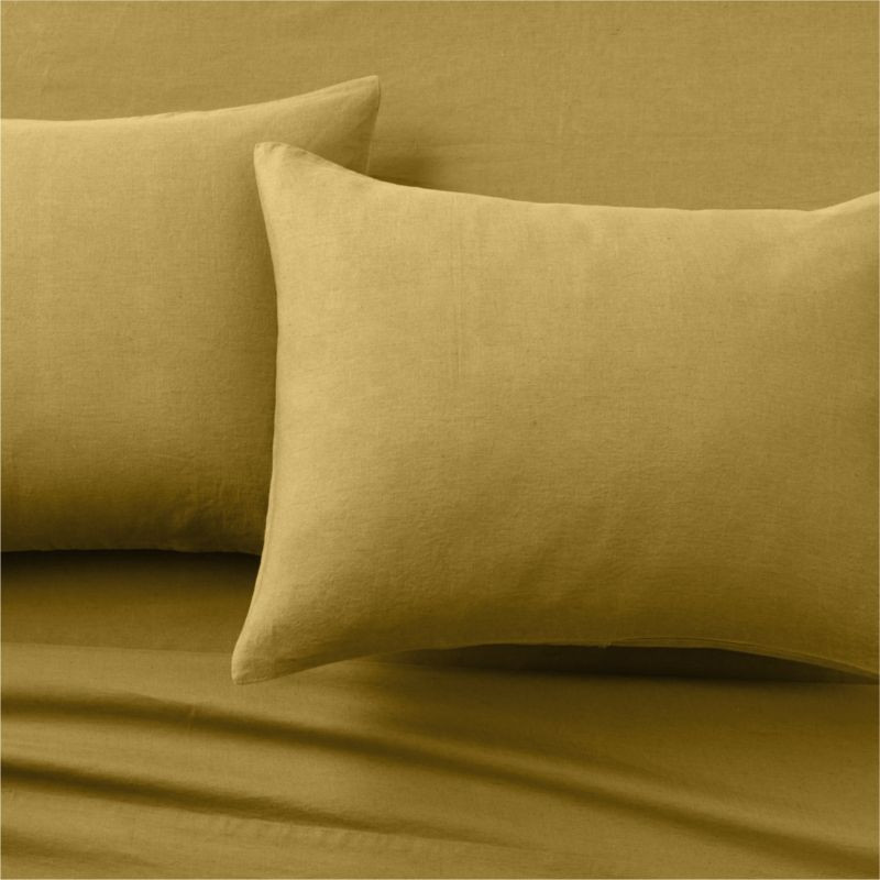 Linen Dijon King Sheet Set + Reviews | CB2 | CB2