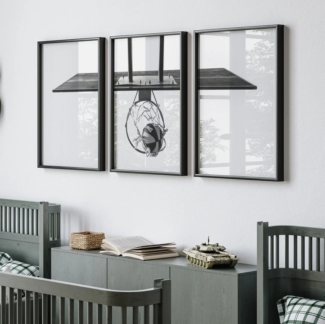 Triptych Framed Basketball Wall Art Framed Sports Poster Teen Room Decor Teenage Boy Gifts Kids D... | Etsy (US)