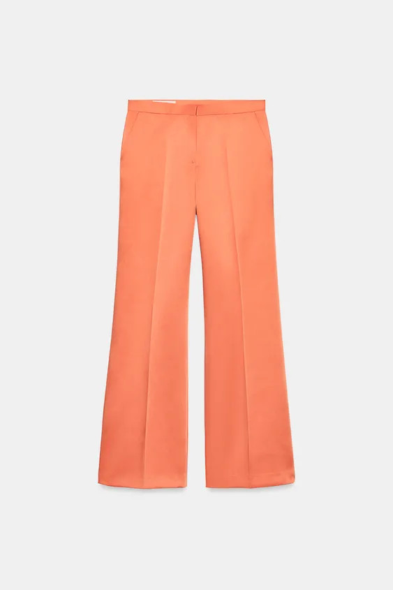 SATIN STRAIGHT-LEG TROUSERS | Zara US