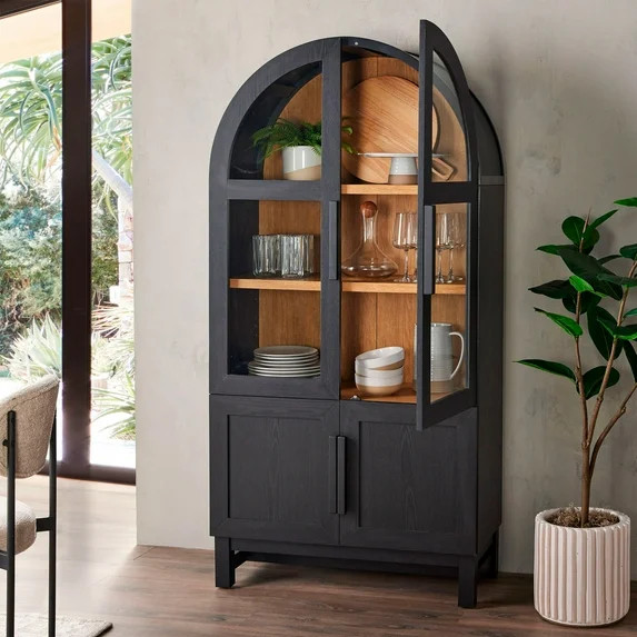 Better Homes & Gardens Juliet Kitchen Rounded Arch Cabinet, Rich Black | Walmart (US)