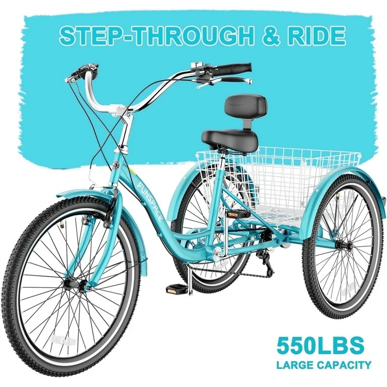 Lilypelle Adult Tricycles 7 Speed 26 inch Three Wheel Bike Cruiser Trike with Low-Step Through Fr... | Walmart (US)