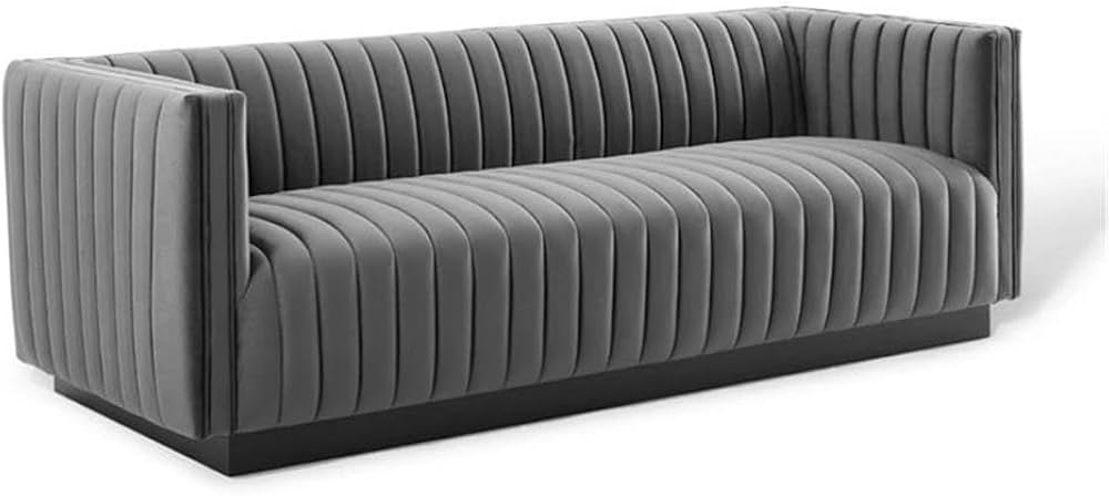 Modway EEI-3885 Conjure Channel Tufted Upholstered Performance Velvet Sofa in Gray | Amazon (US)