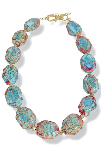 Virtue Kori Oval Gemstone Faceted Studded Necklace | The Willow Tree