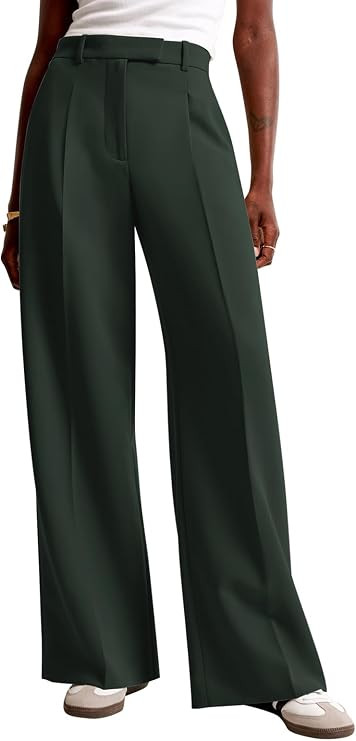 NIMIN Women Wide Leg Pants High Waisted Dressy Work Trousers Business Casual Palazzo Pants with P... | Amazon (US)