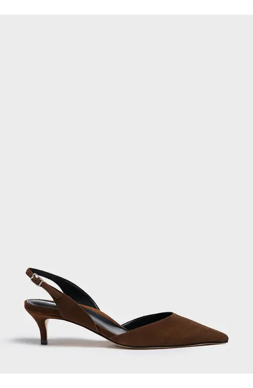 MARION PARKE Classic Slingback 45 Suede in Chocolate at Nordstrom, Size 36.5 | Nordstrom