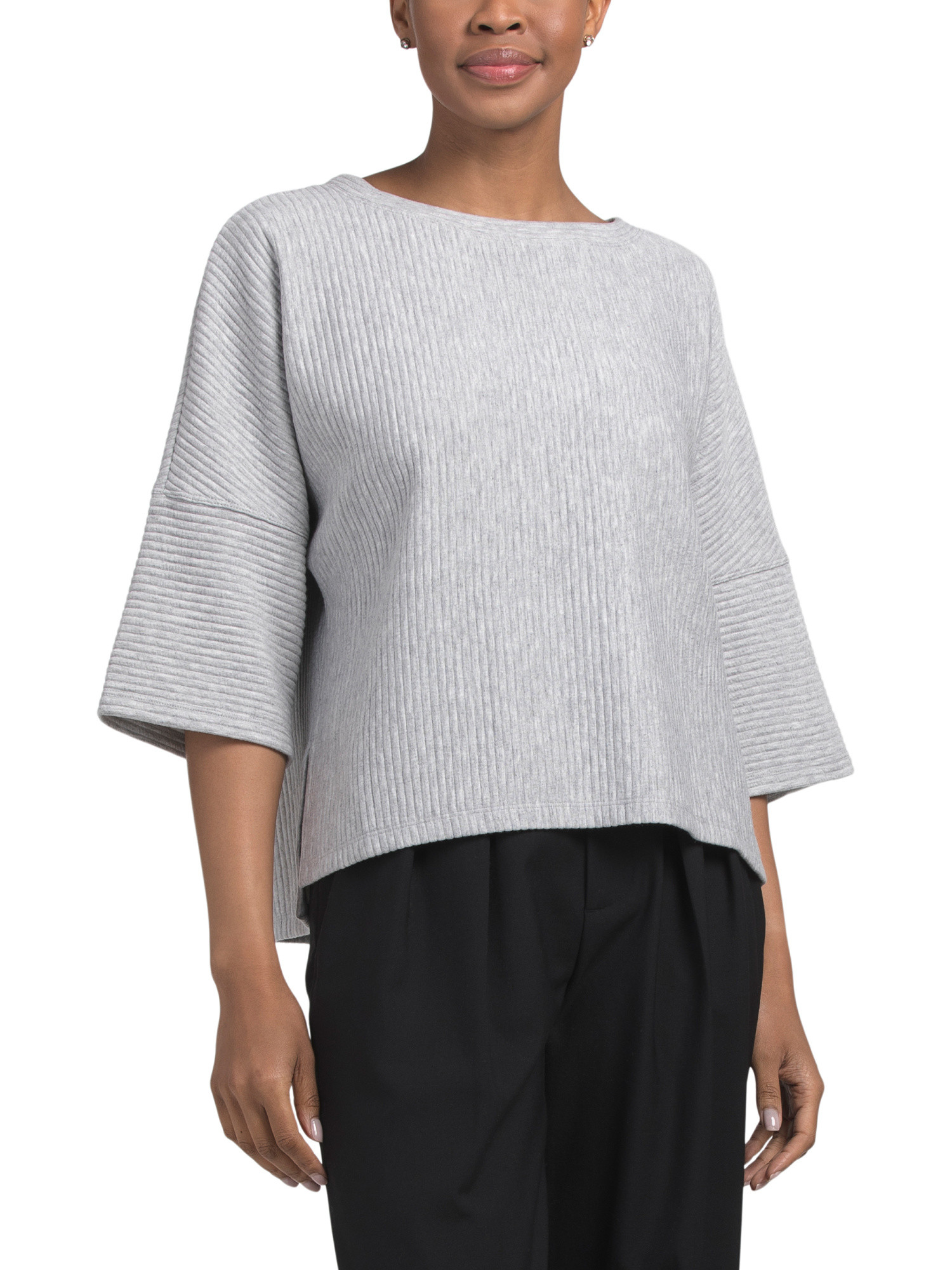 Heather Ottoman Wide Sleeve Top | TJ Maxx