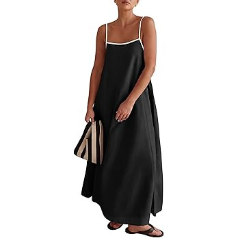 ANRABESS Womens Summer Maxi Dress Casual Spaghetti Straps Sundress Flowy Long Dresses with Pocket... | Amazon (US)