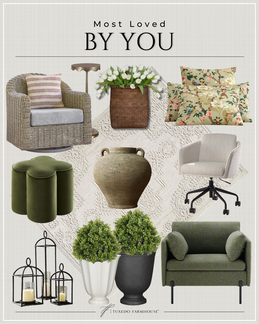 Most Loved by You

Which one was your favorite this week?

Seasonal, home decor, accent chairs, rugs, wall art, frames, pillows, lamps, baskets, candles, books, coffee tables, ottomans, trays, bowls, consoles, accent tables
 

 #LTKSeasonal #LTKHome #LTKSaleAlert