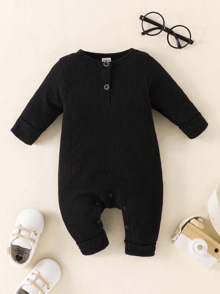 Baby Unisex Half Button Jumpsuit | SHEIN