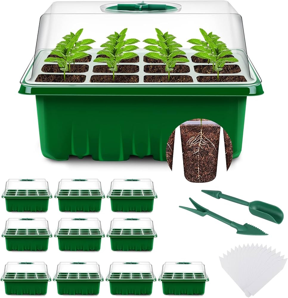 YAUNGEL Seed Starting Trays, 10 Pack 120 Cells Thicken Seed Starter Tray Kit with Humidity Dome/C... | Amazon (CA)