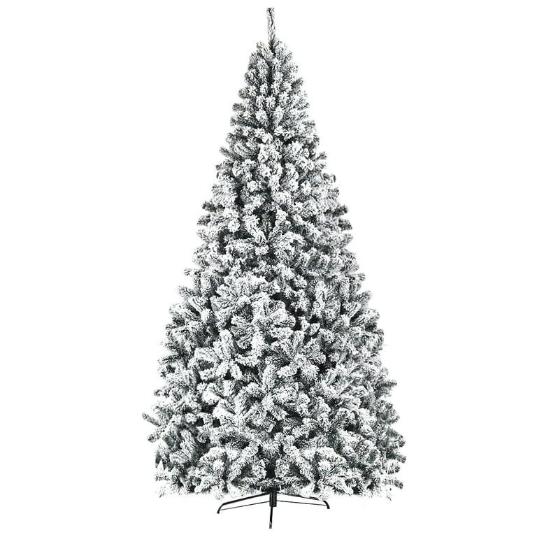 Costway 9ft Snow Flocked Hinged Artificial Christmas Tree Unlit Metal | Walmart (US)