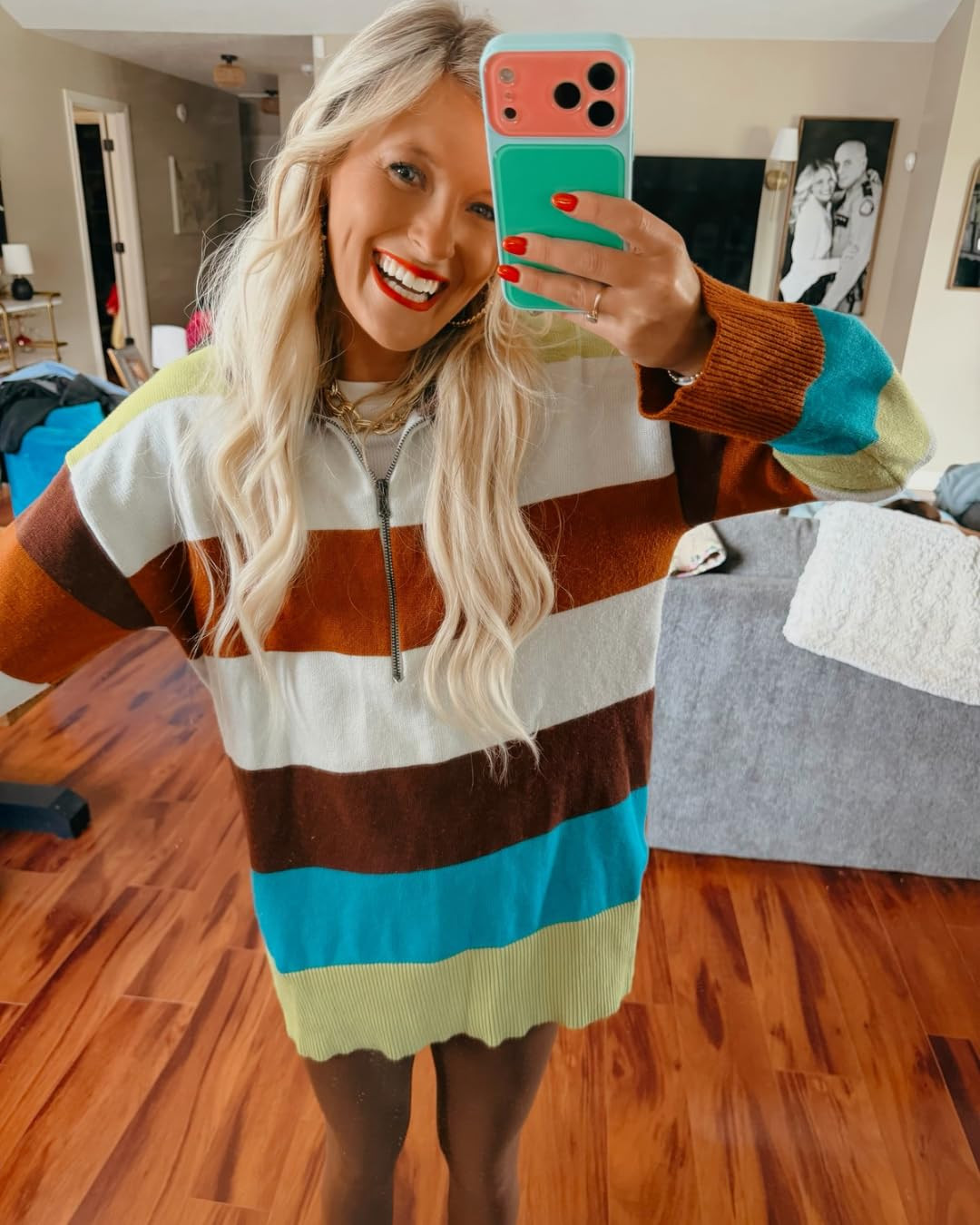 Yousify Womens Striped Oversized Half Zipper Fall Sweaters 2026 | Turtleneck, Color Block, Long S... | Amazon (US)