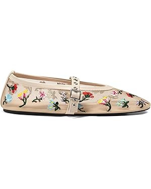 Coutgo Womens Mesh Mary Jane Flats Ballet Fishnet Ballerina Flats Buckle Strap Comfortable Causal... | Amazon (US)