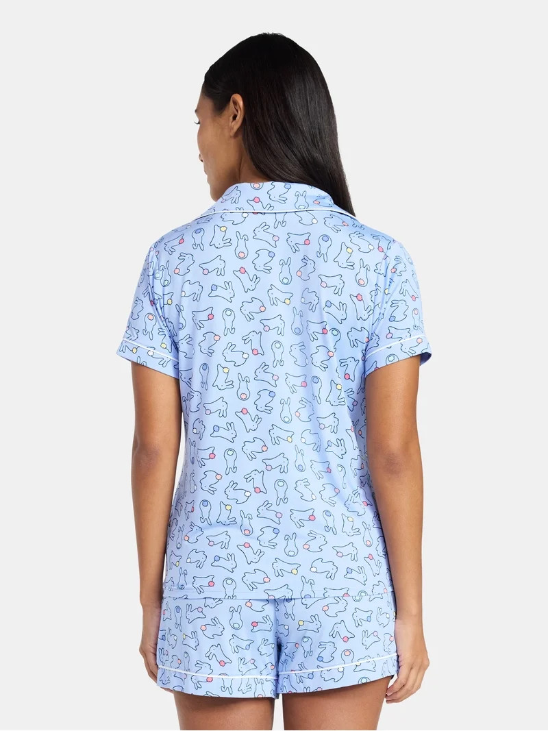 Easter Women's and Women's Plus Notch Collar Top and Shorts Pajama Set from Way to Celebrate, 2-P... | Walmart (US)