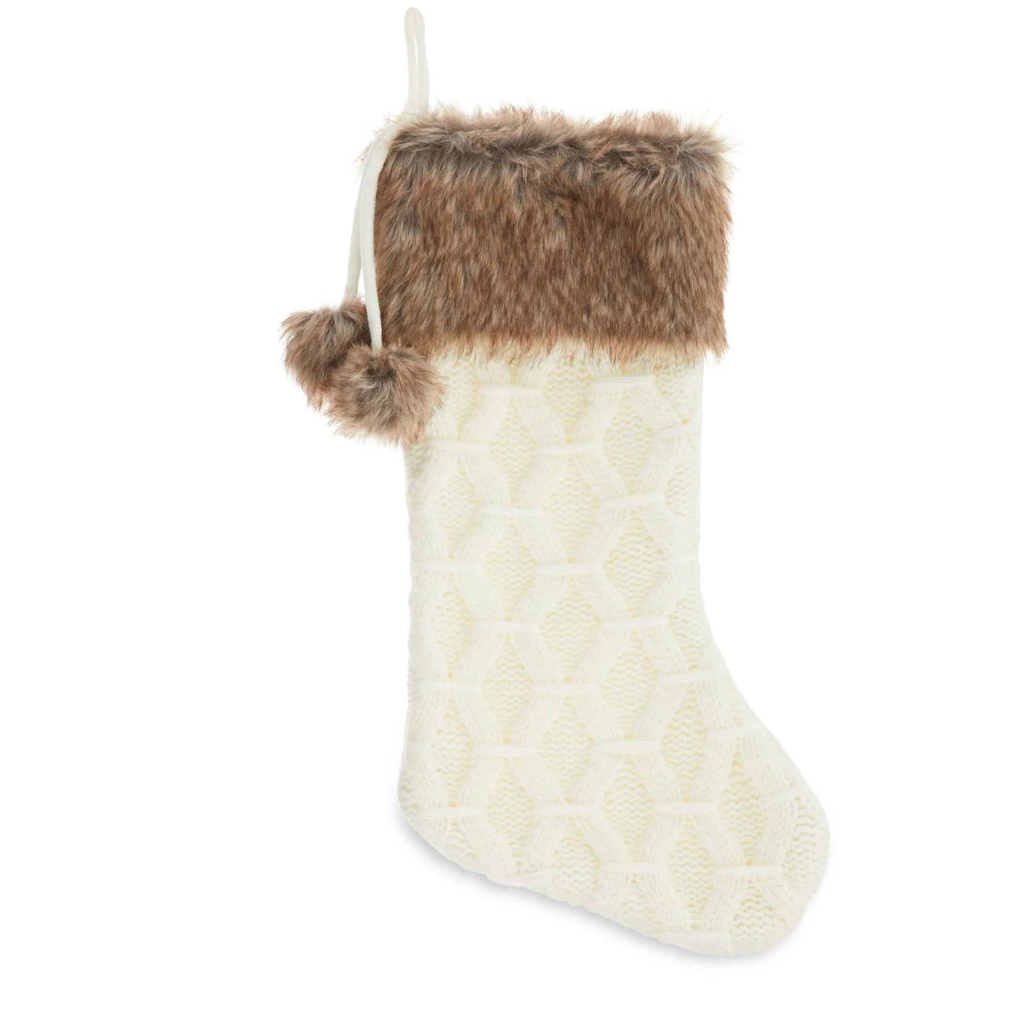 White Cable Knit Christmas Stocking, 20", by Holiday Time - Walmart.com | Walmart (US)