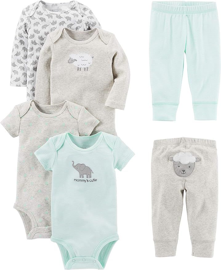 Simple Joys by Carter's Unisex Babies' 6-Piece Bodysuits (Short and Long Sleeve) and Pants Set | Amazon (US)