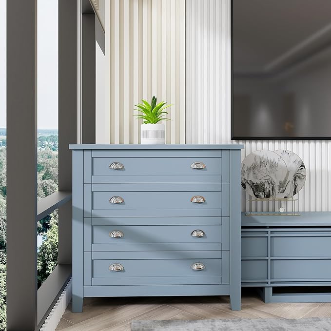 4 Drawer Dressing Cabinet - Blue, Chest of Drawers for Bedroom, Nightstand with Drawers | Amazon (US)