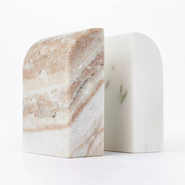 5" x 3.5" Marble Stone Bookends Natural/White - Threshold™ designed with Studio McG... | Target
