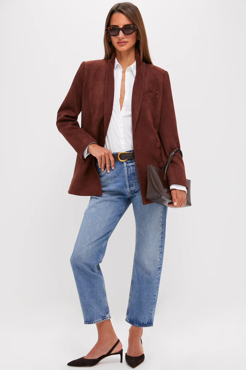 Deep Mocha Vegan Suede Diana Blazer | Tuckernuck (US)