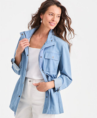 Women's Cotton Chambray Utility Jacket | Macy's