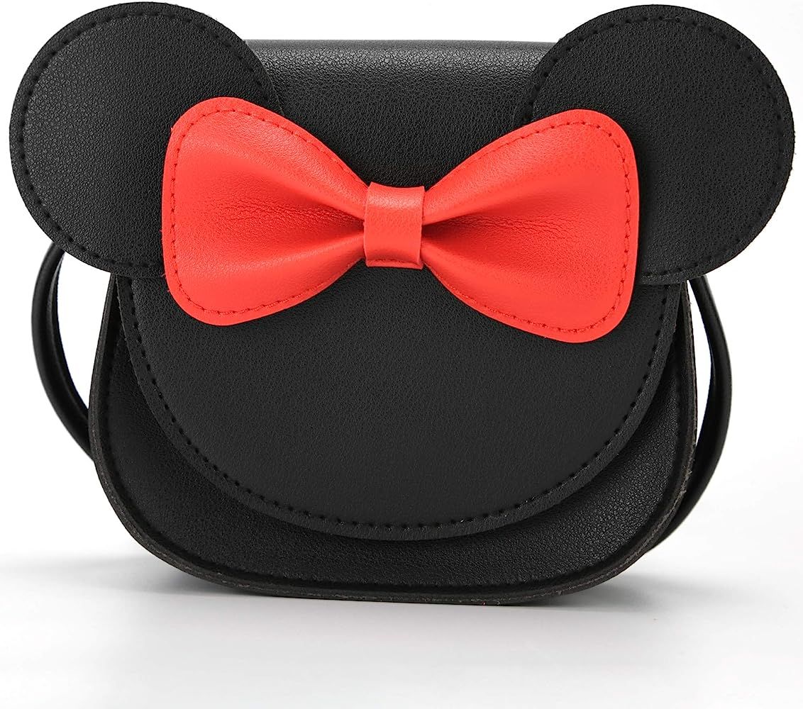 QiMing Little Mouse Ear Bow Crossbody Purse,PU Shoulder Handbag for Kids Girls Toddlers | Amazon (US)