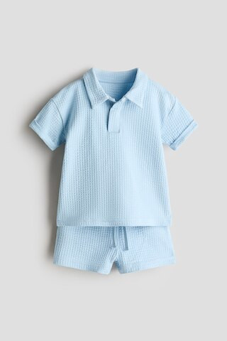 H & M - 2-Piece Waffled Cotton Set - Light Blue | H&M (US + CA)