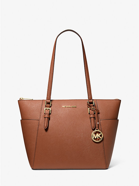 Charlotte Large Saffiano Leather Top-Zip Tote Bag | Michael Kors US