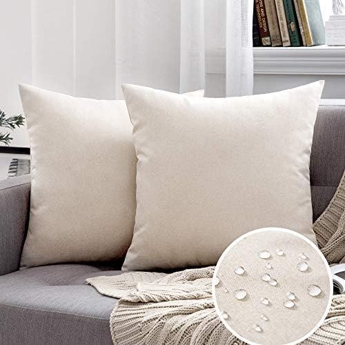 MIULEE Pack of 2 Decorative Outdoor Solid Waterproof Throw Pillow Covers Polyester Linen Garden F... | Amazon (US)