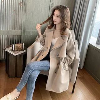 INEN - Double-Breasted Long Trench Coat | YesStyle | YesStyle Global