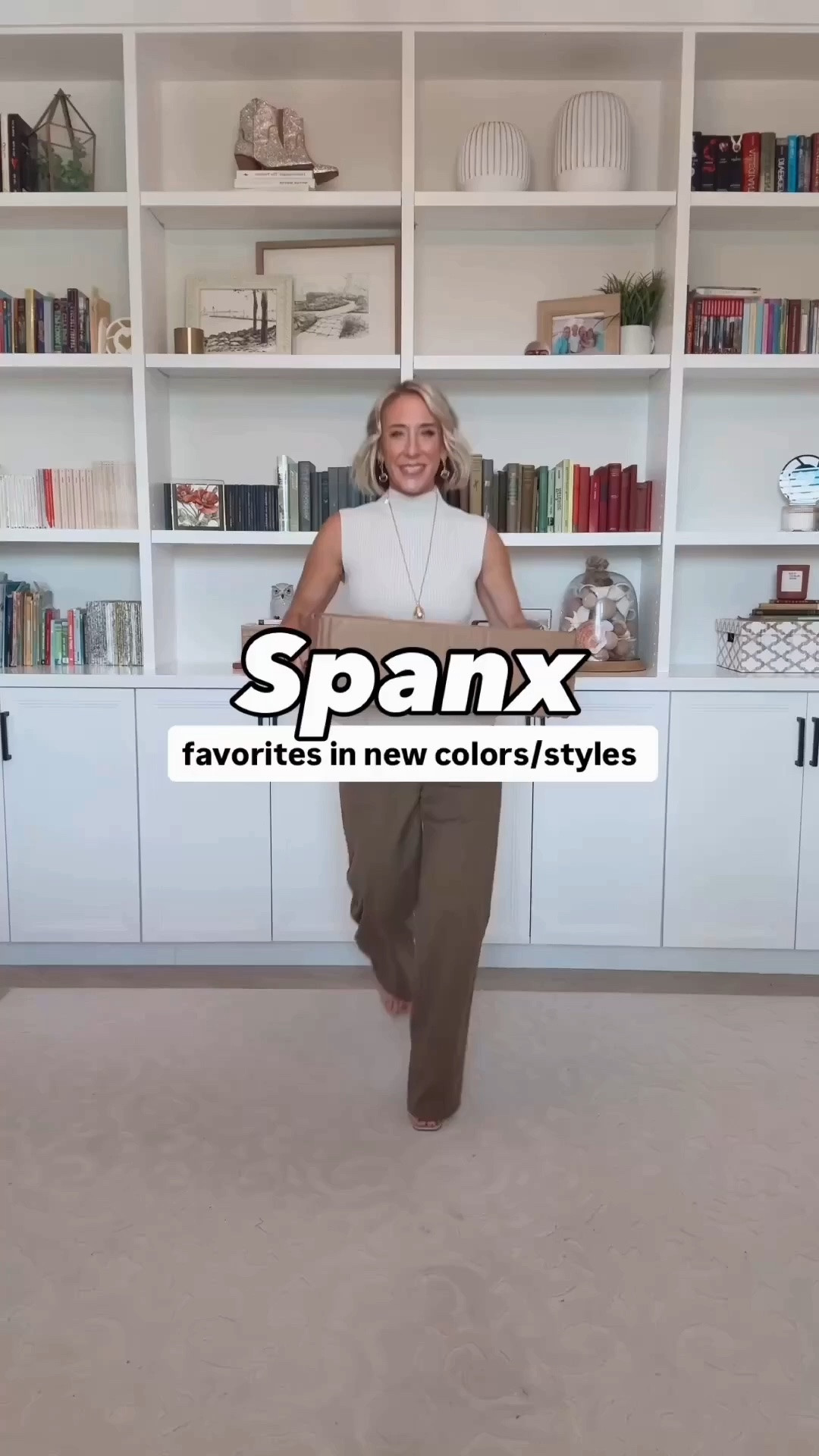 Spanx - favorites in new colors/styles: * Sleeveless Mock Neck Peplum Sweater Tank - size XS. * Pull On Wide Leg Jeans - size XS. 1. Booty Boost Full-Length Leggings - size small. 2. AirEssentials Half Zip - size small. 3. AirEssentials Crewneck Tee - size small. 4. AirEssentials Shawl Collar Half Zip Jumpsuit - size small, petite. 5. AirEssentials Draped Cowl Neck Jumpsuit - size small, petite.

#LTKSeasonal #LTKActive #LTKSaleAlert