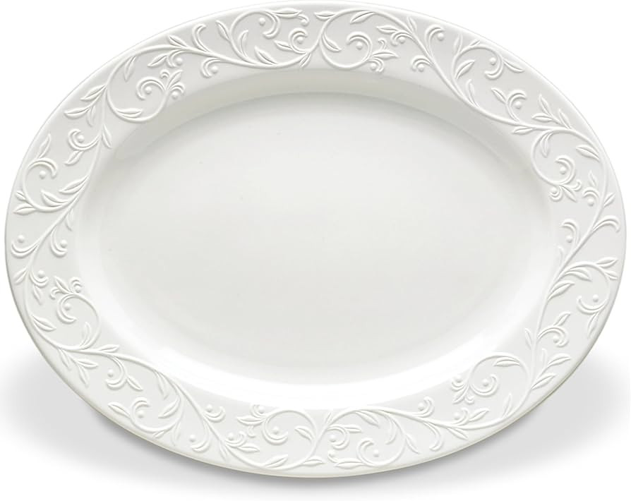 Lenox Opal Innocence Carved Large Oval Platter -,White | Amazon (US)