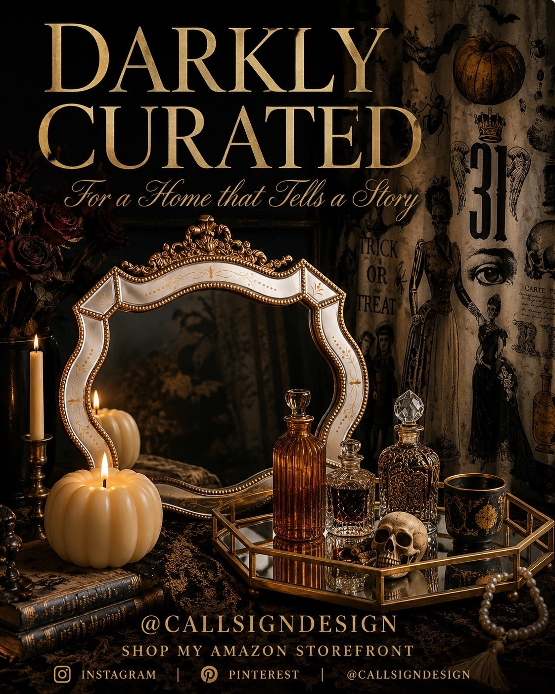 Turn your bathroom into a darkly curated escape with moody candlelight, vintage-inspired accents, and hauntingly beautiful details. From ornate mirrors to apothecary-style decor, these Amazon finds bring just the right mix of spooky charm and timeless elegance to your space.

#SpookyBathroom #HalloweenDecor #MoodyHome #GothicDecor #DarkAcademiaDecor #HalloweenHome #AmazonFinds #AmazonHome #VintageHalloween #SpookySeason #BathroomDecor #CuratedHome #HauntinglyBeautiful #callsigndesign #AmazonStorefront
