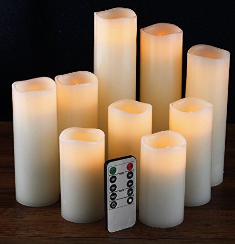 comenzar Flameless Candles, Battery Candles Set of 9(H 4" 5" 6" 7" 8" 9" xD 2.2") Ivory Real Wax Non | Amazon (US)