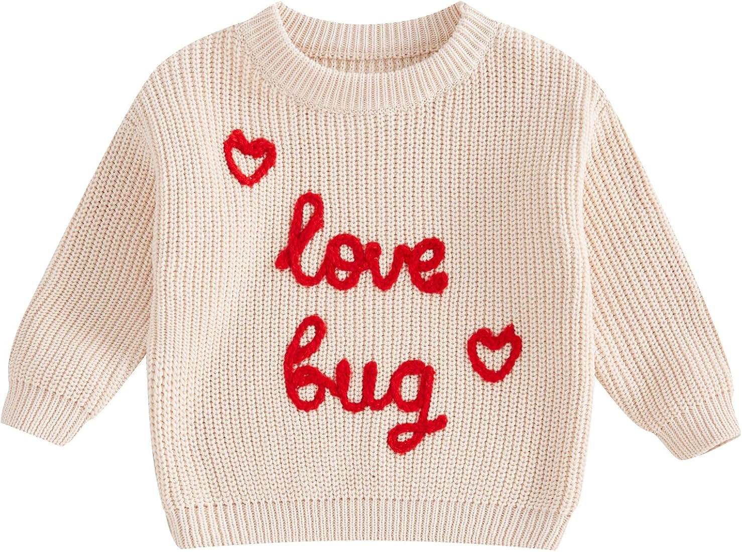 Toddler Kids Outfits Valentines Day Heart/Letter Embroidered Sweater Oversized Long Sleeve Knitte... | Amazon (US)