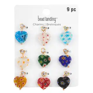 Millefiori Glass Heart Charms by Bead Landing­™ | Michaels | Michaels Stores