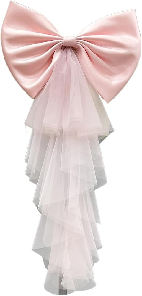 Detachable Satin Bow for Wedding Dress Bowknot with Irregular Tulle Tail | Amazon (US)