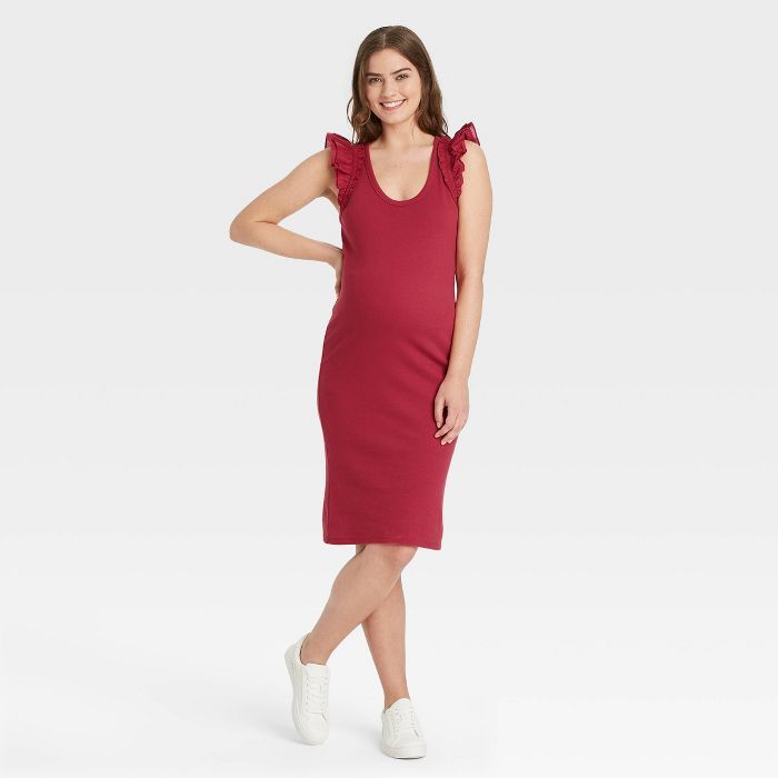 The Nines by HATCH™ Ruffle Short Sleeve Ribbed Maternity Dress | Target
