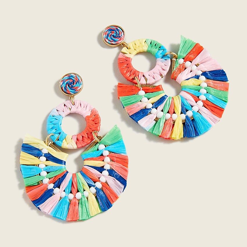 Raffia fan statement earrings | J.Crew US