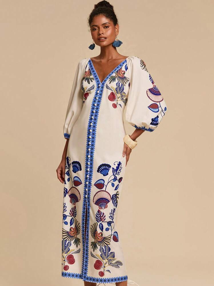 Travachic Vestido De Mujer Con Estampado Floral Bohemio De Manga 3/4, Atuendos De Vacaciones, Atuendos De Playa, Atuendos De Verano Para Mujer, Vestidos De Verano Para Mujer, Vestidos Para Mujer, Vestidos De Sol Para Mujer, Vestidos Elegantes Para Mujer, Adecuado Para Vacaciones, Té De La Tarde, Temporada De Bodas, Crucero De Playa, Viaje Por Carretera De La Ciudad, Vacaciones Bohemias, Festival De Música, Ropa De Playa, Pascua, Atuendos De Playa Para Mujer, Vestido Elegante Para Mujer, Vacaciones De Primavera, Atuendos De Vacaciones Para Mujer, Atuendo De Concierto Para Mujer, Ropa De Mujer Para Vacaciones Tropicales, Atuendos De Vacaciones, Ropa Bohemia, Vacaciones Tropicales, Atuendos Bohemios, Atuendos De Ibiza, Estilo Occidental | SHEIN