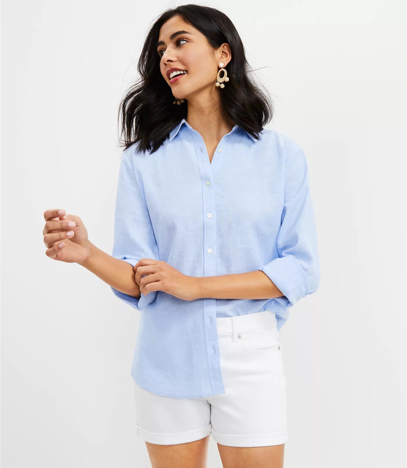 Linen Blend Everyday Shirt | LOFT | LOFT