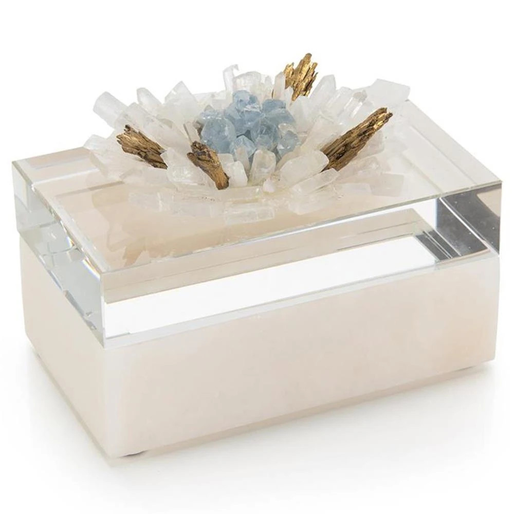 John-Richard Modern Classic Clear Crystal Box Quartz Rectangular Decorative Box | Kathy Kuo Home