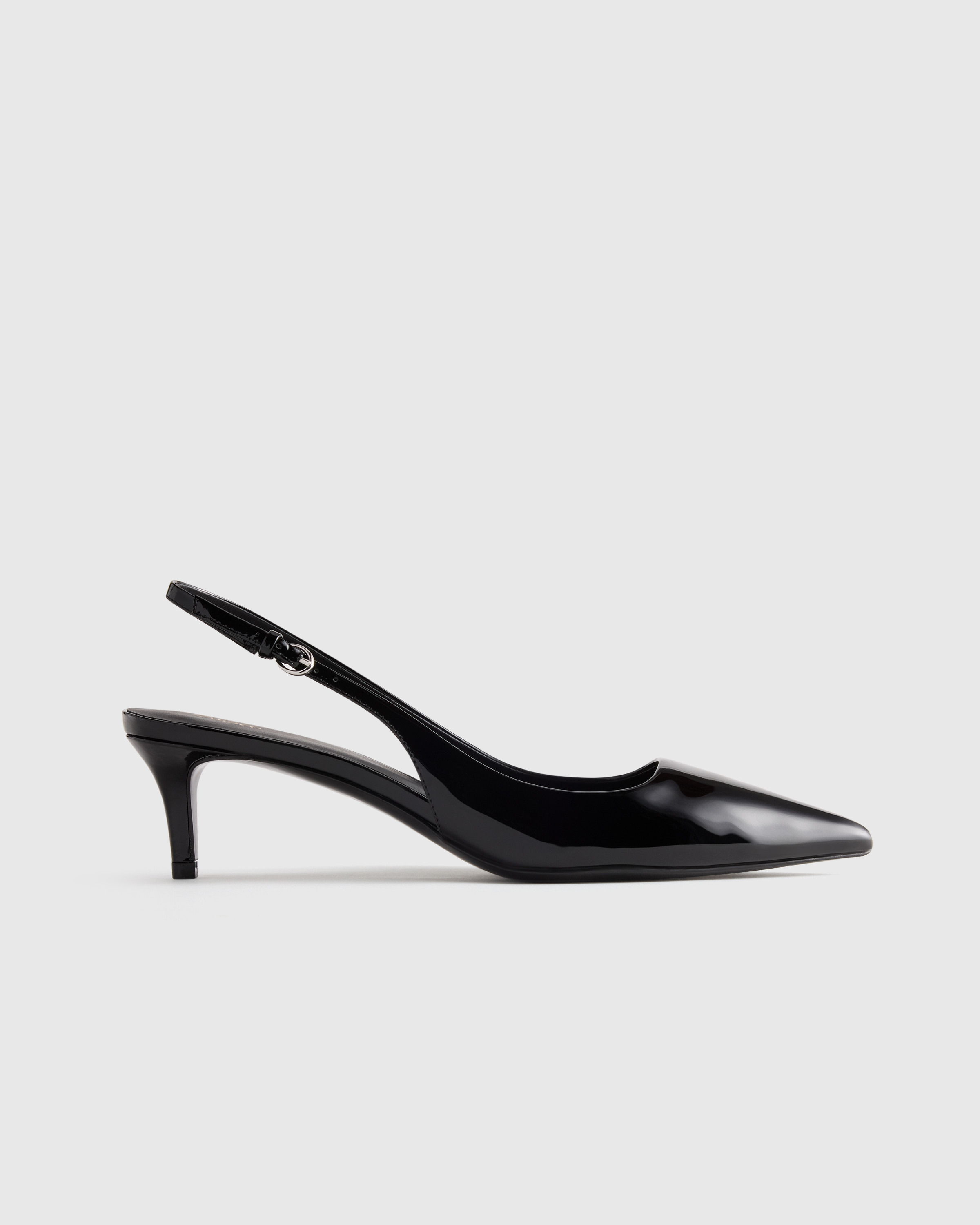 Quince | Women's Italian Leather 55mm Slingback Pump in Black Patent, Size 5.5 | Quince