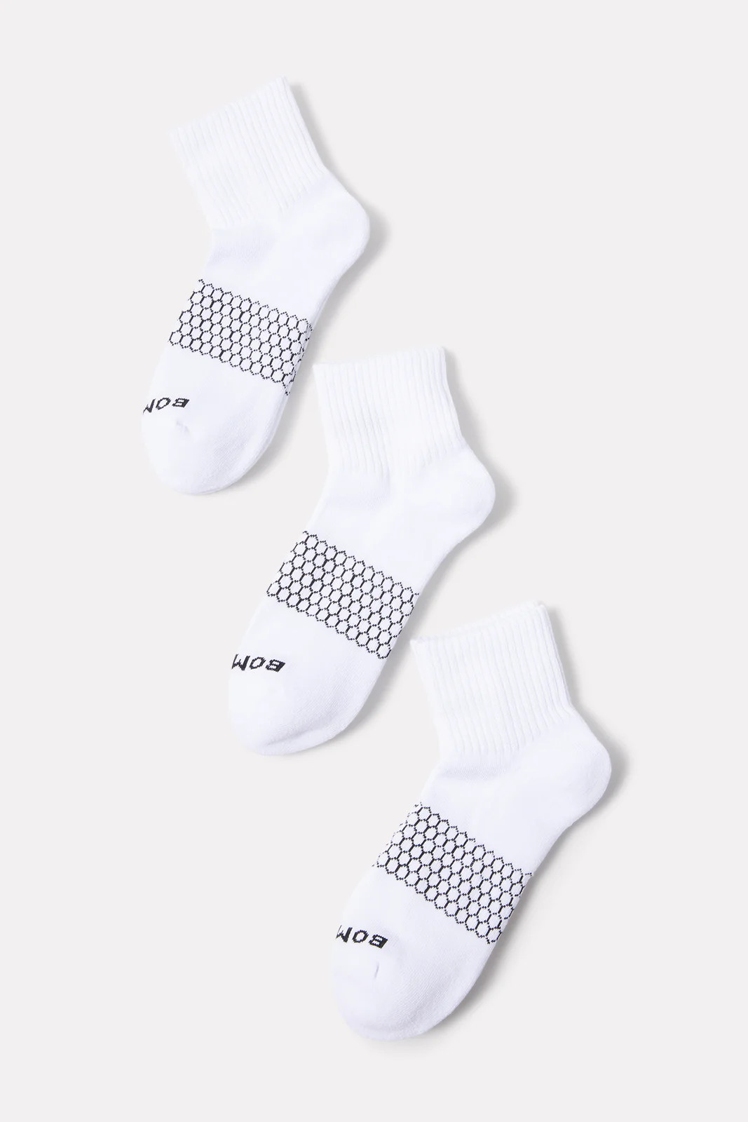 BOMBAS Women's Solid Quarter Socks 3 Pack, Size Medium, White | Evereve