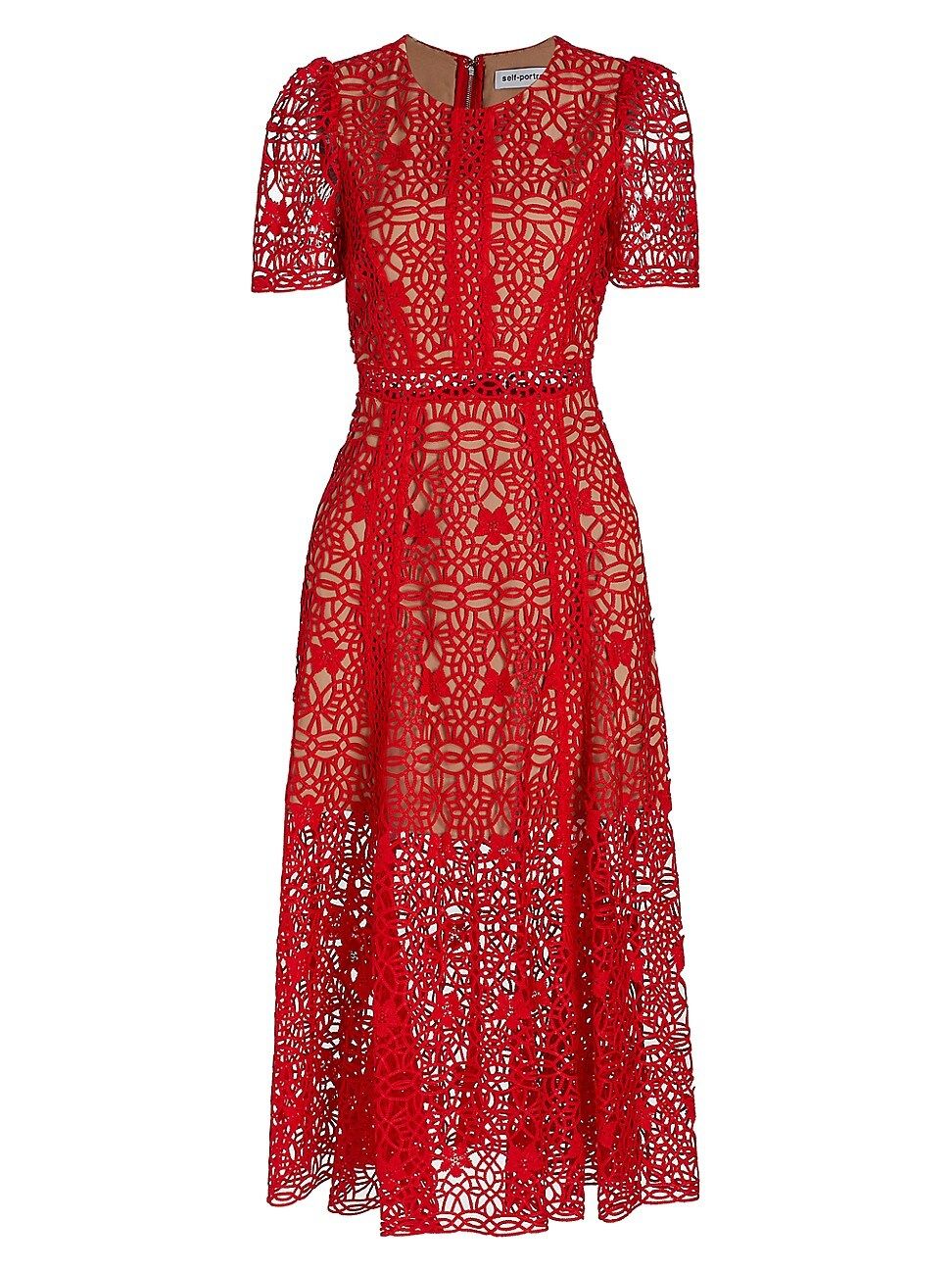 Guipure Lace Short-Sleeve Midi-Dress | Saks Fifth Avenue