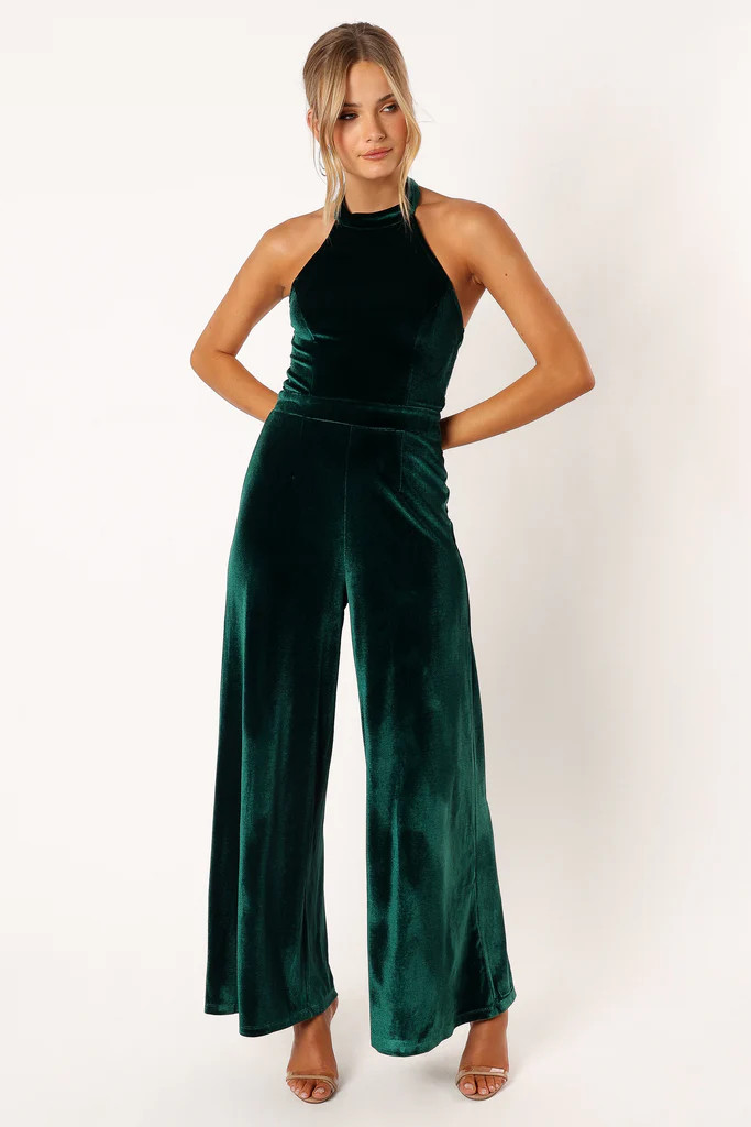 Aria Velvet Jumpsuit - Emerald | Petal & Pup (US)