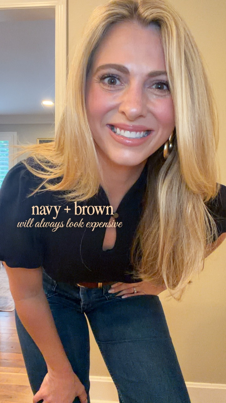 Some color combinations just never fail 🤎 
Navy, brown, gold jewelry… instantly makes an outfit feel polished and timeless.

The older I get, the more I reach for classic pieces that always work instead of chasing every trend ✨

Linked a few pieces + similar styles for anyone interested 🤍

#classicstyle
#everydaystyle
#millennialmomstyle
#oldmoneyaesthetic
#timelessstyle