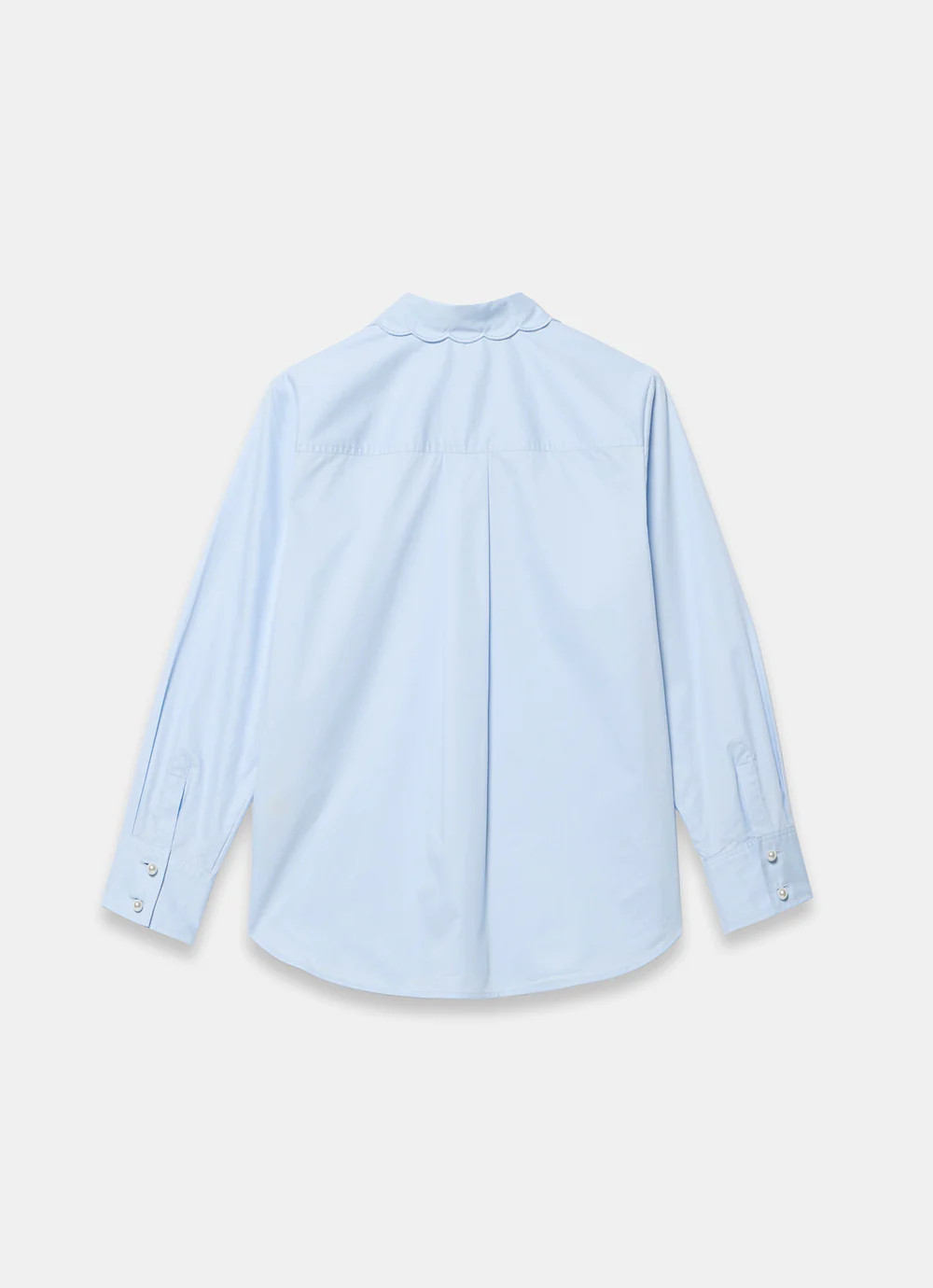 Blue Cotton Scallop Detail Shirt | Mint Velvet